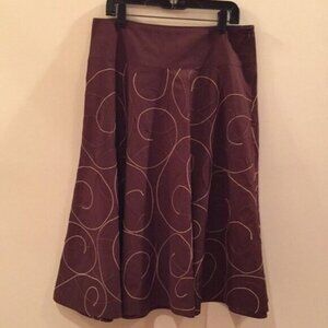 🤎 Vintage Sunny Leigh Women’s Brown Embroidered A-Line Skirt